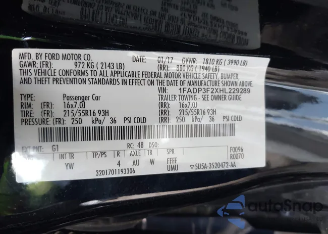 1FADP3F2XHL229289: 43125734