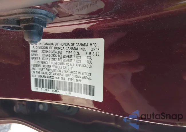 2HKRM4H4XGH641454: 43125736