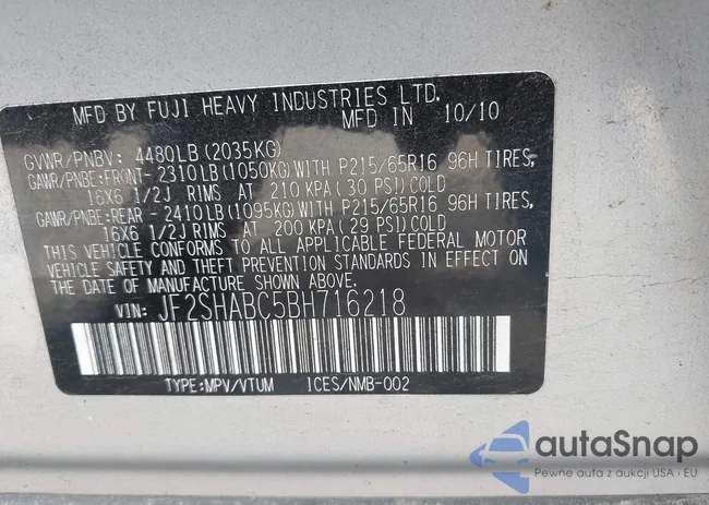 JF2SHABC5BH716218: 43125769
