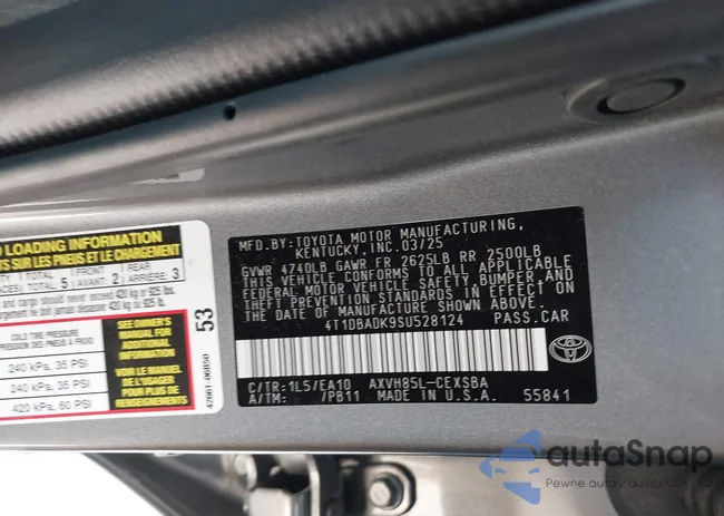 4T1DBADK9SU528124: 43125839