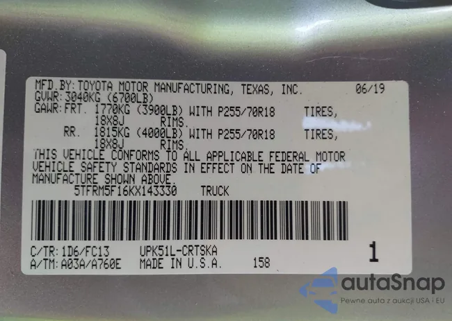 5TFRM5F16KX143330: 43125843