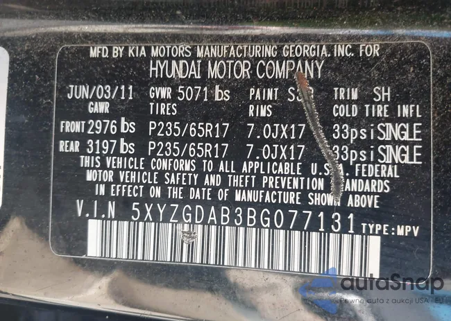 5XYZGDAB3BG077131: 43125913