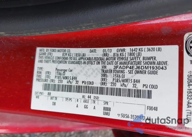 3FADP4EJ6DM193043: 43125930