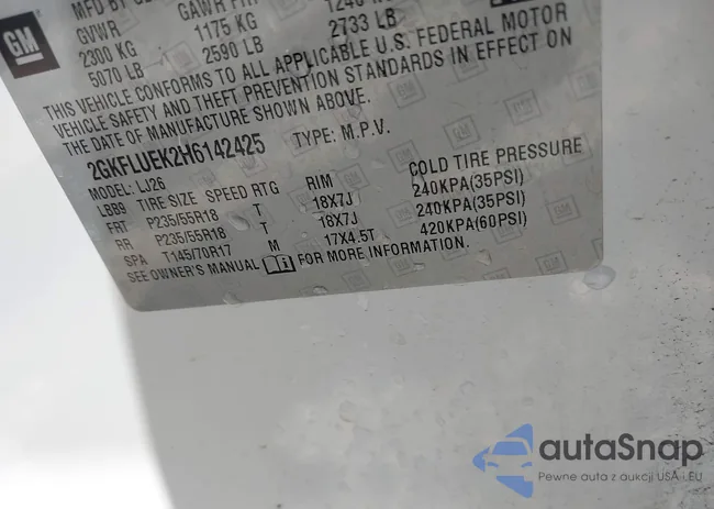 2GKFLUEK2H6142425: 43126041