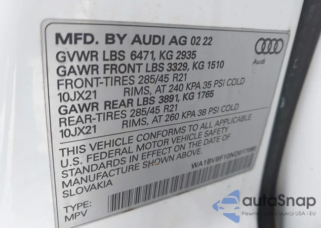 WA1BVBF10ND017090: 43126044