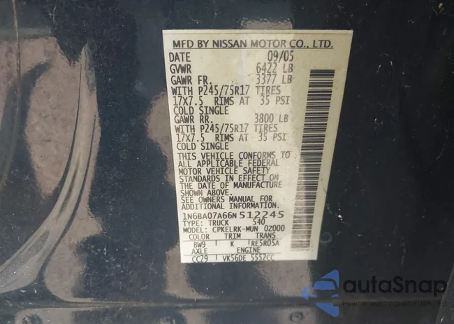 1N6BA07A66N512245: 43127100