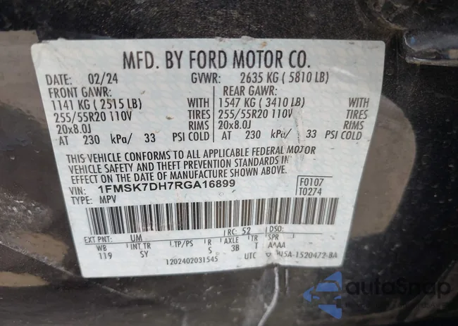 1FMSK7DH7RGA16899: 43127178