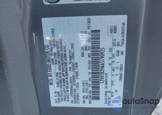 1ZVHT82H665190925: 43127197