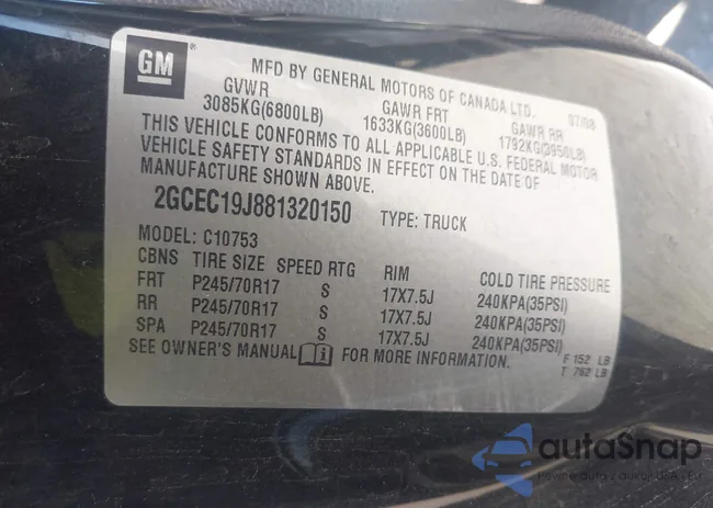 2GCEC19J881320150: 43127211