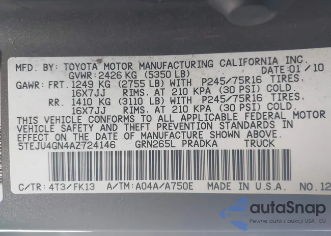 5TEJU4GN4AZ724146: 43127217