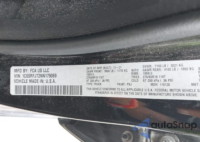 1C6SRFJT2NN179069: 43127220