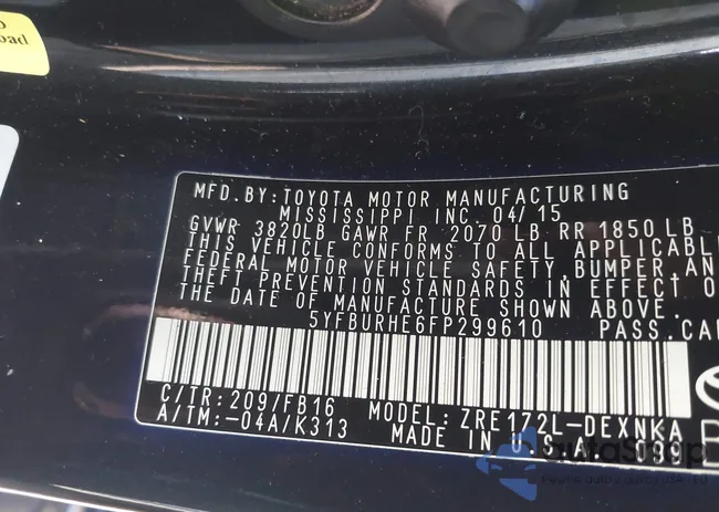 5YFBURHE6FP299610: 43127260