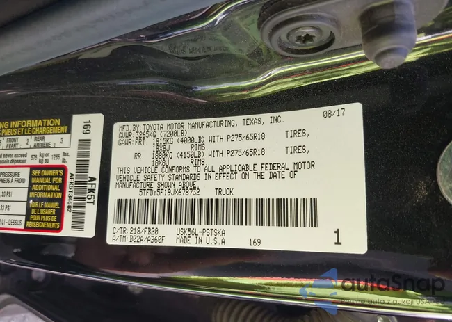 5TFDY5F19JX678732: 43127265