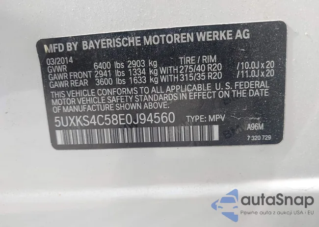 5UXKS4C58E0J94560: 43127280