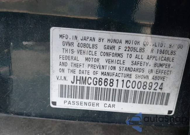 JHMCG66811C008924: 43127303