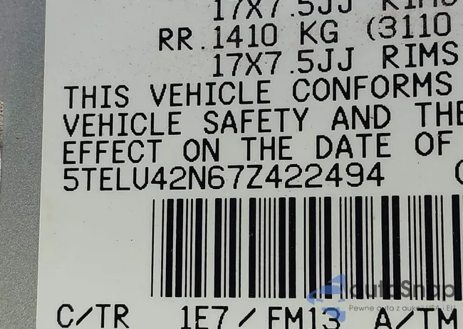 5TELU42N67Z422494: 43127424