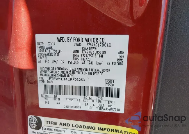 1FTFW1ET4EKF03253: 43127459