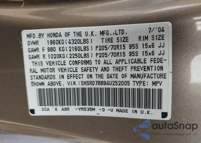 SHSRD78894U252005: 43127464