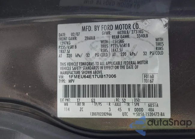 1FMEU64E17UB17006: 43127556