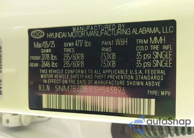 5NMJB3DEXSH543896: 43127558