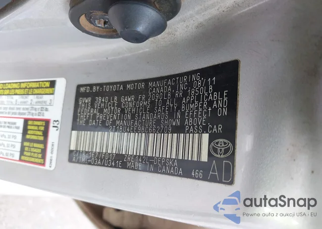 2T1BU4EE9BC662709: 43127637