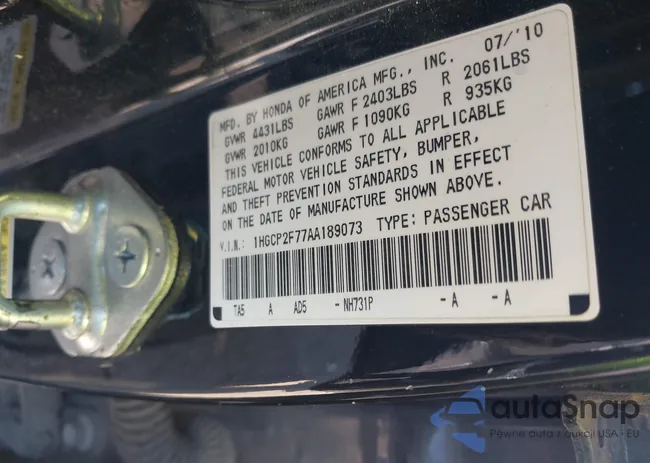 1HGCP2F77AA189073: 43126746