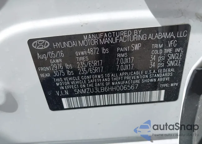 5NMZU3LB6HH006567: 43126886