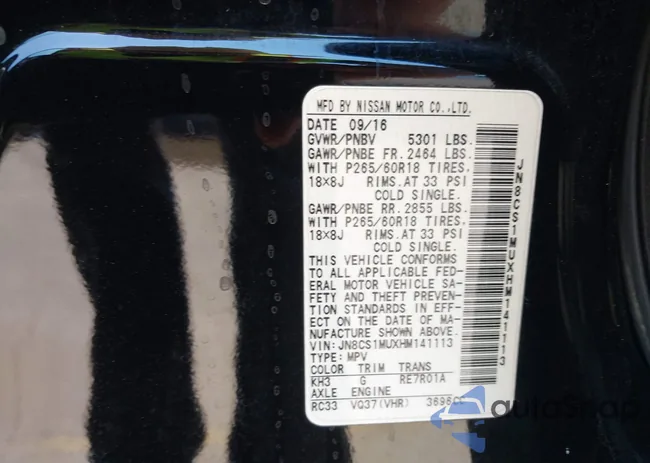 JN8CS1MUXHM141113: 43126923