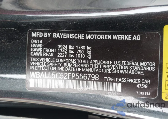 WBALL5C52FP556798: 43126932