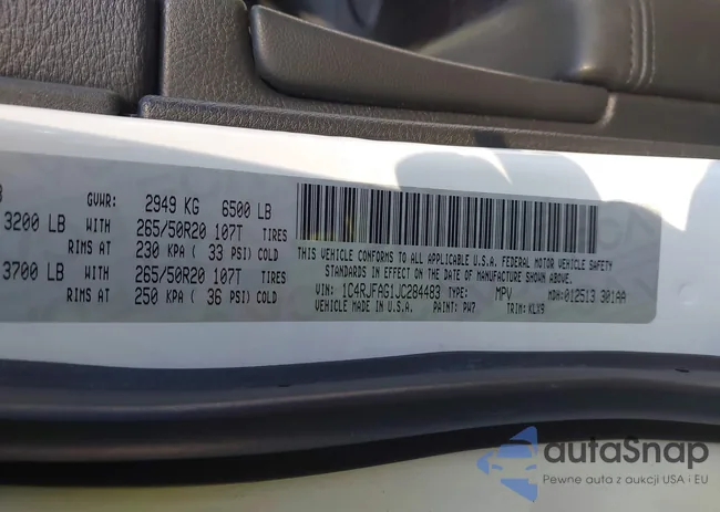 1C4RJFAG1JC284483: 43127030