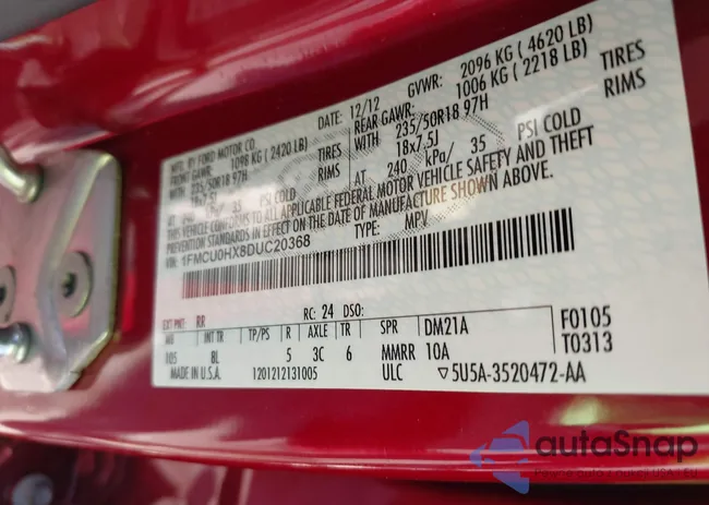 1FMCU0HX8DUC20368: 43127033