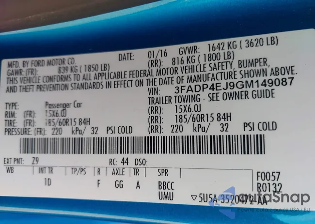 3FADP4EJ9GM149087: 43128087