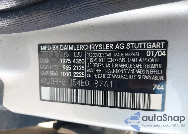 WDBRF61J54E018761: 43128202