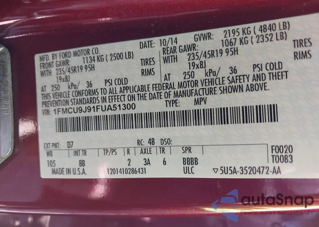 1FMCU9J91FUA51300: 43128203