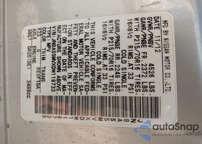 JN8AS5MVXDW119733: 43128369