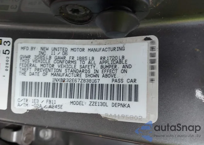 1NXBR32E67Z838167: 43128374