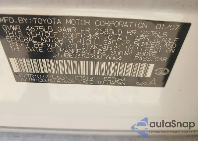 JTHBE96S470016606: 43128389