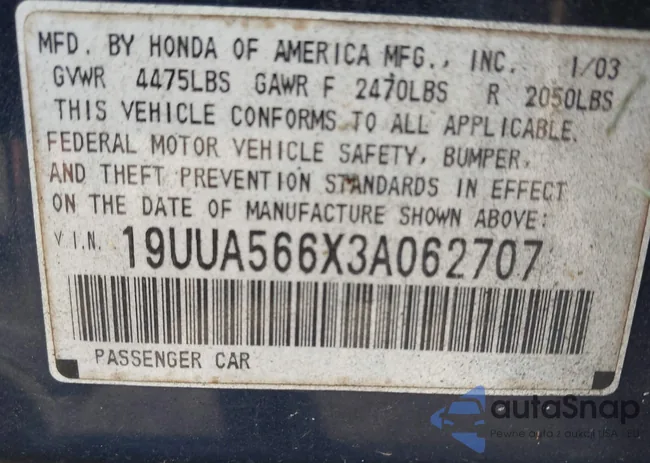 19UUA566X3A062707: 43128489