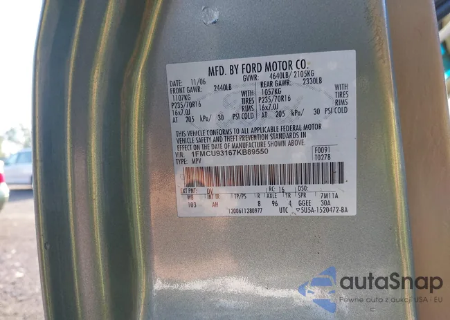 1FMCU93167KB89550: 43128539