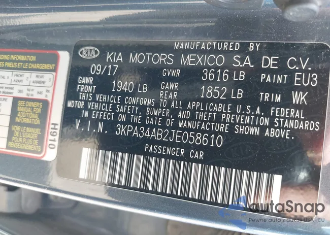 3KPA34AB2JE058610: 43128575