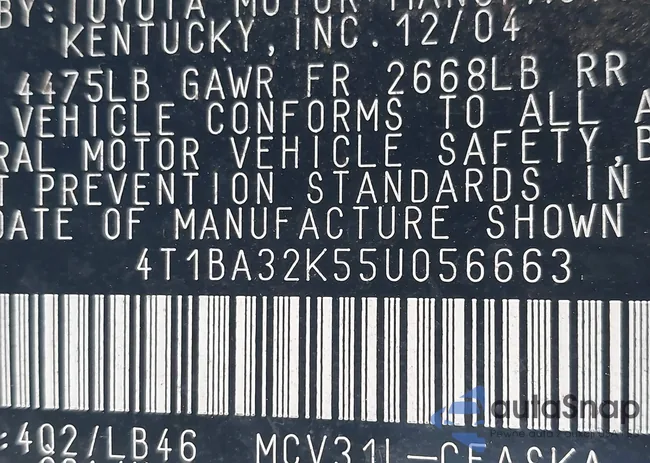4T1BA32K55U056663: 43128596