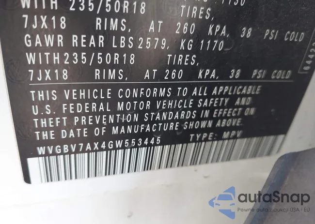 WVGBV7AX4GW553445: 43128599