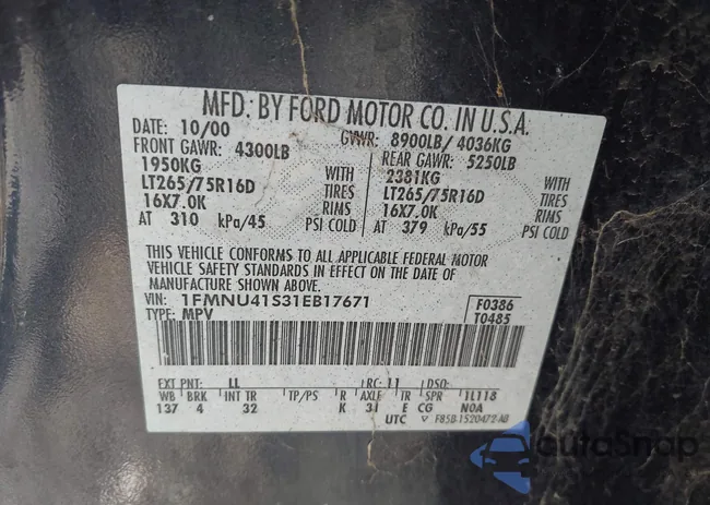 1FMNU41S31EB17671: 43127697