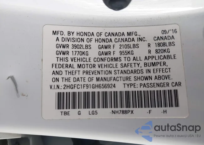 2HGFC1F91GH656924: 43127768