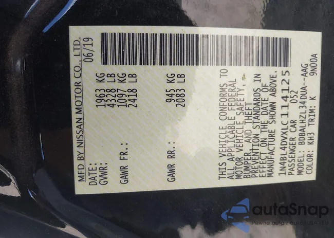 1N4BL4DVXLC114125: 43127775