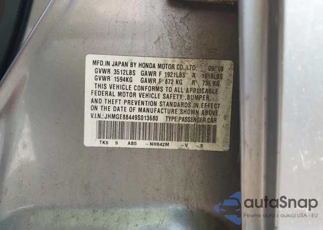 JHMGE88449S013680: 43127780