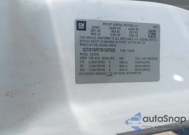 1GTW7AFF7H1907602: 43127788