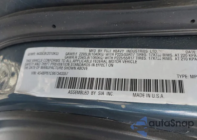 4S4BP61C667343357: 43127907