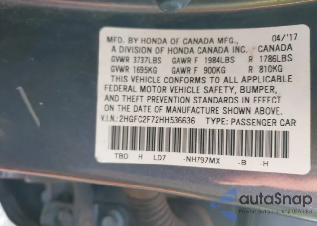 2HGFC2F72HH536636: 43127979