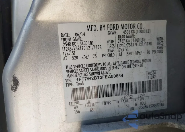 1FT7W2BT2FEA80834: 43128004